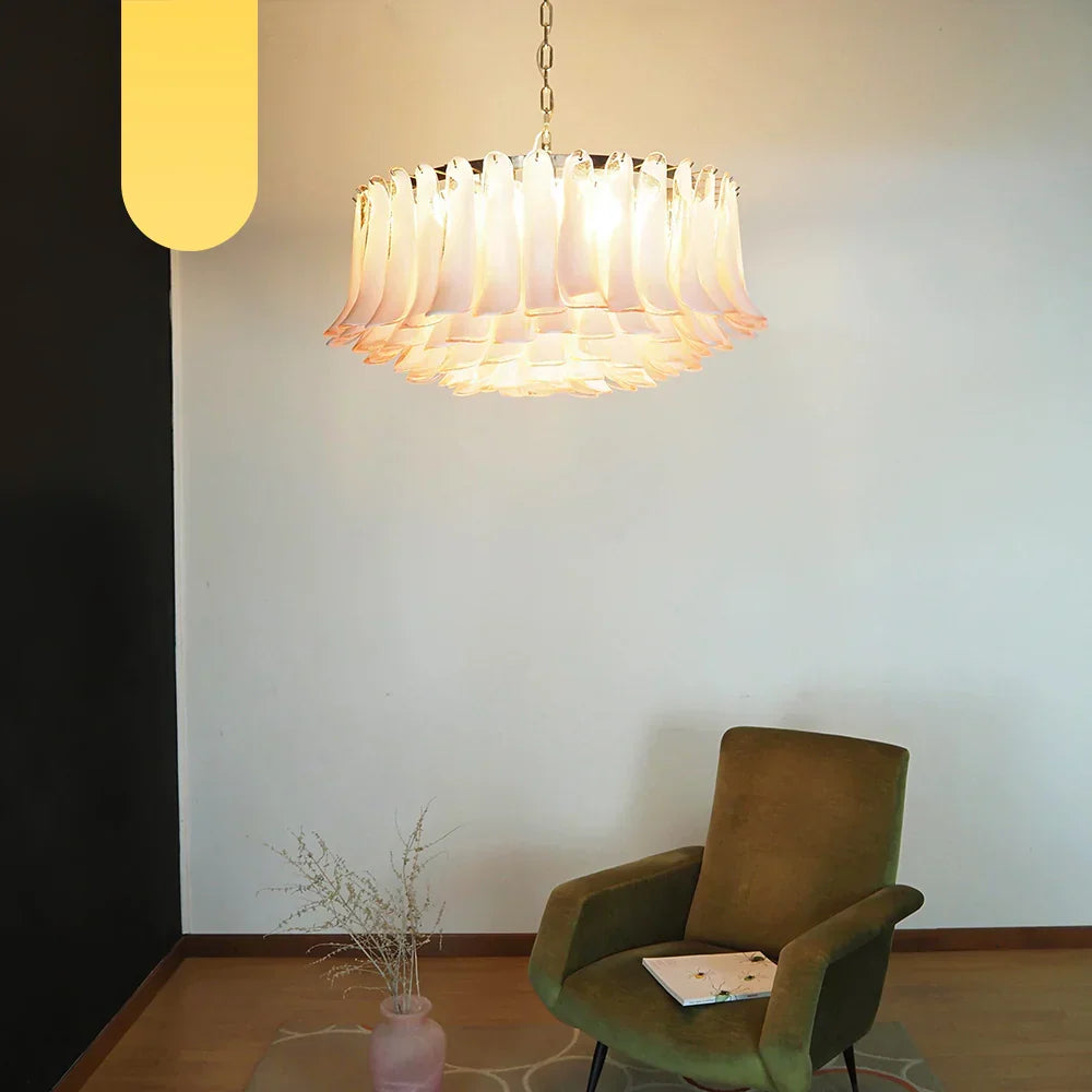 Murano Pink Glass Petal Chandelier - view 14