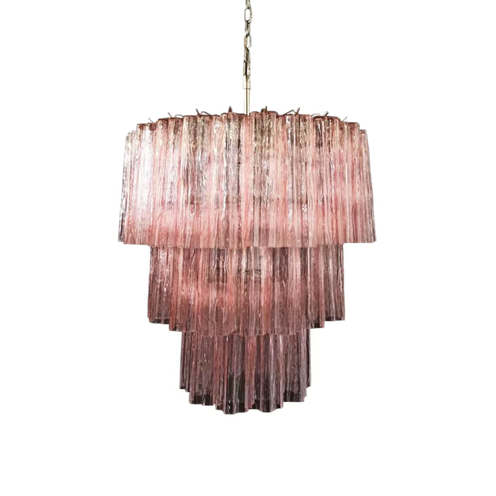 Murano Pink Glass Tube Chandelier - view 24