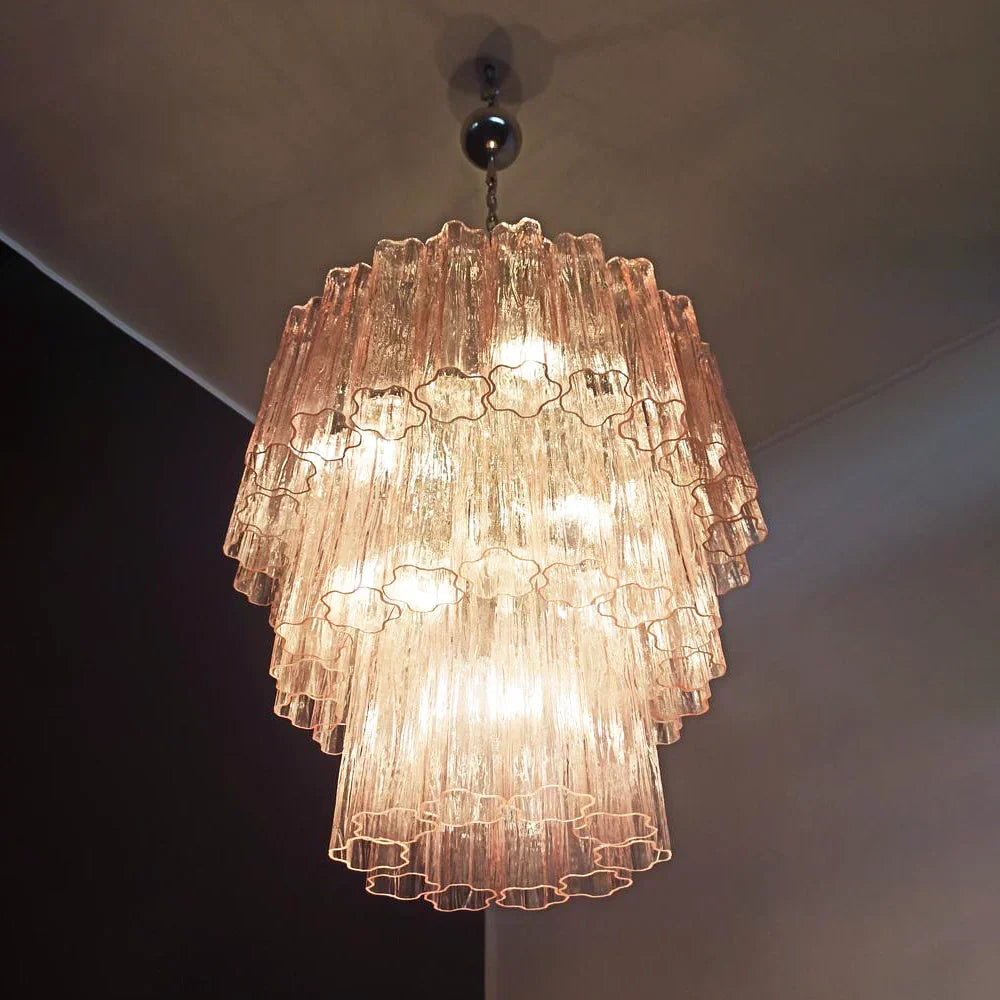 Murano Pink Glass Tube Chandelier - view 14