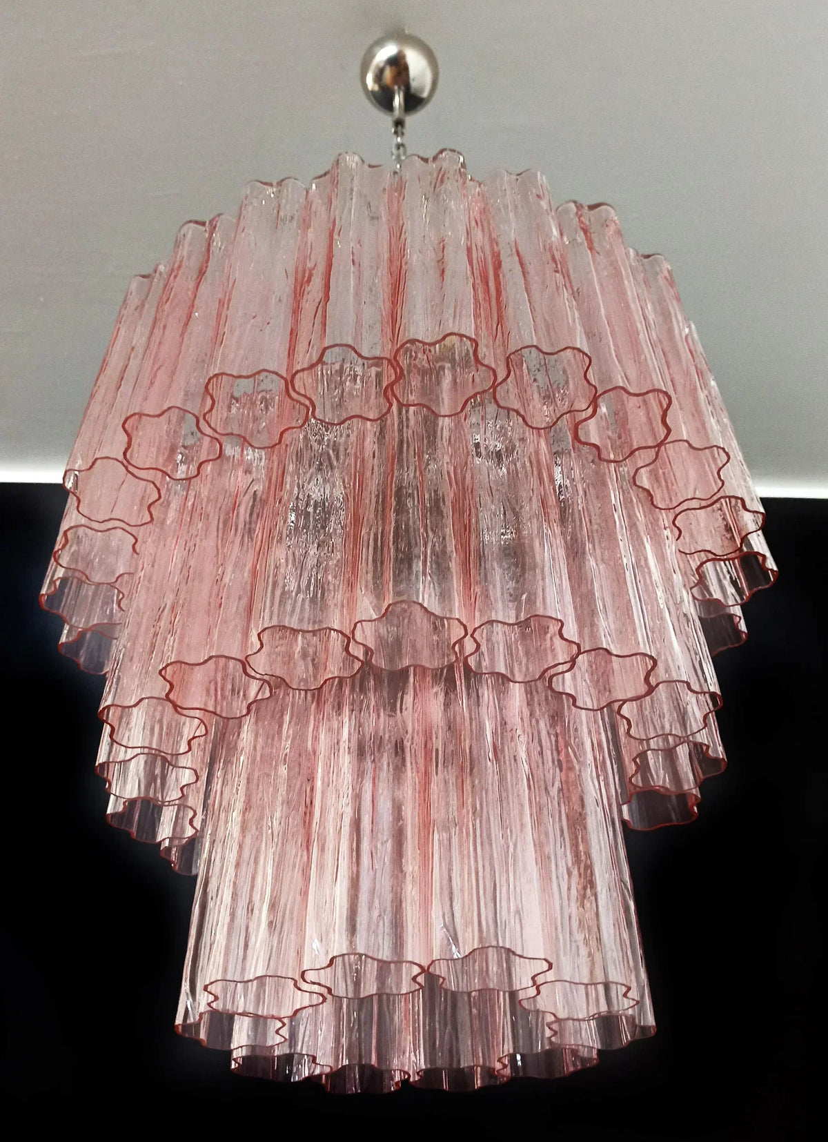 Murano Pink Glass Tube Chandelier - view 13