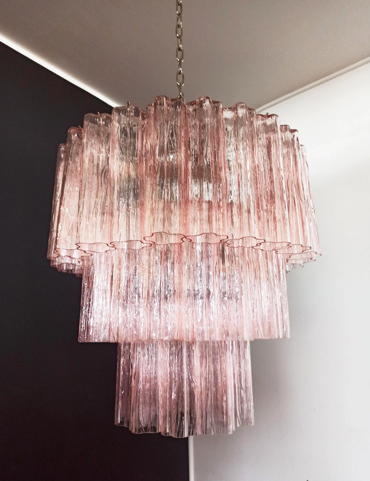 Murano Pink Glass Tube Chandelier - view 15