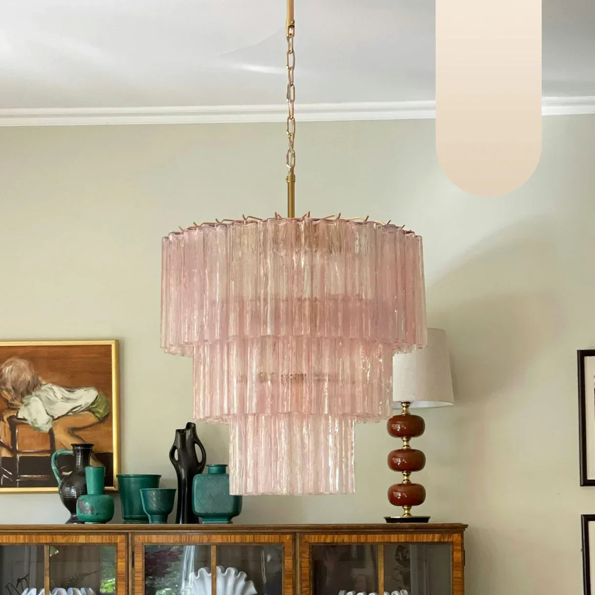 Murano Pink Glass Tube Chandelier - view 21