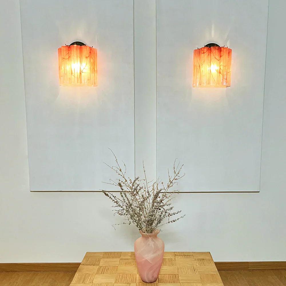 Murano Pink Glass Tube Wall Lamp - view 2