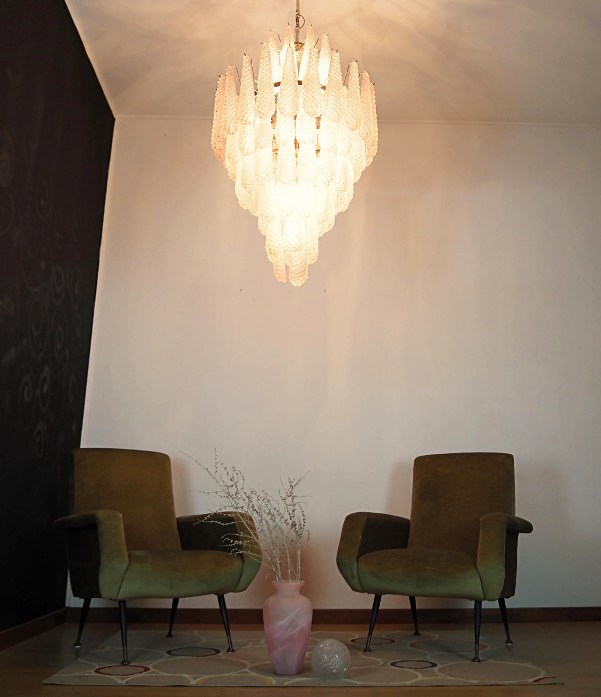 Murano Pink Petals Glass Chandelier - view 3
