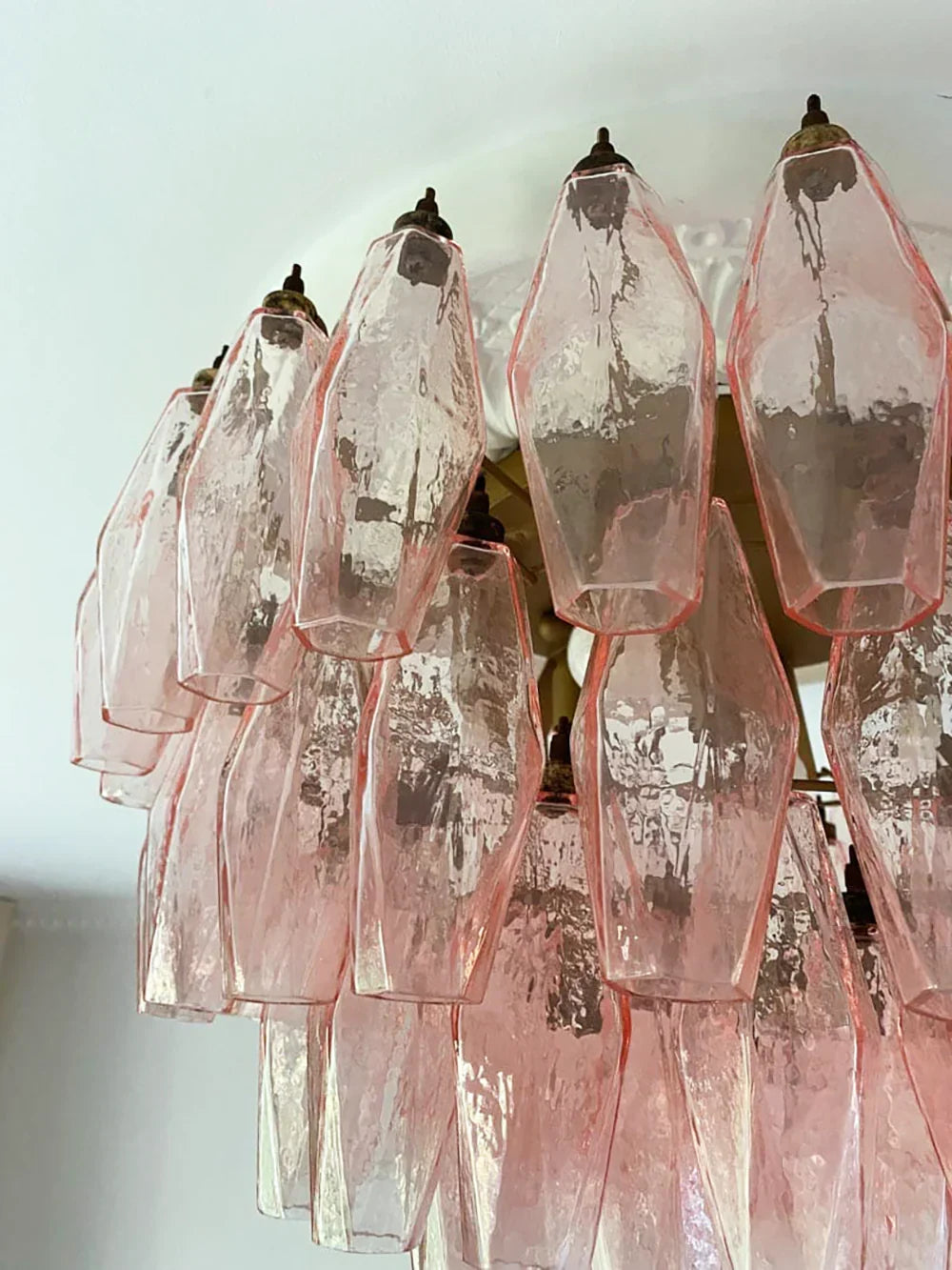 Murano Poliedri Pink Ceiling Light