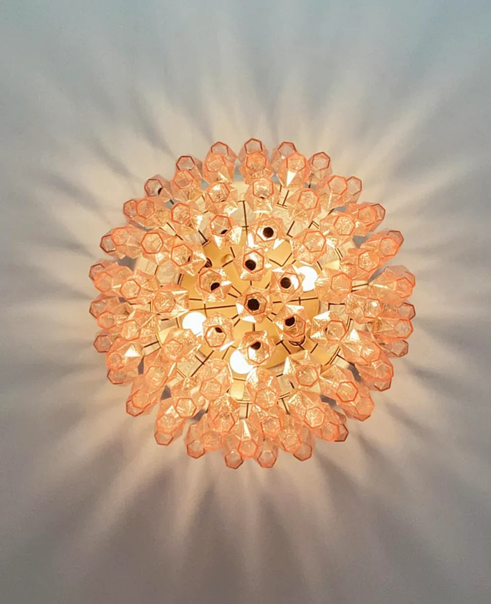 Murano Poliedri Pink Ceiling Light