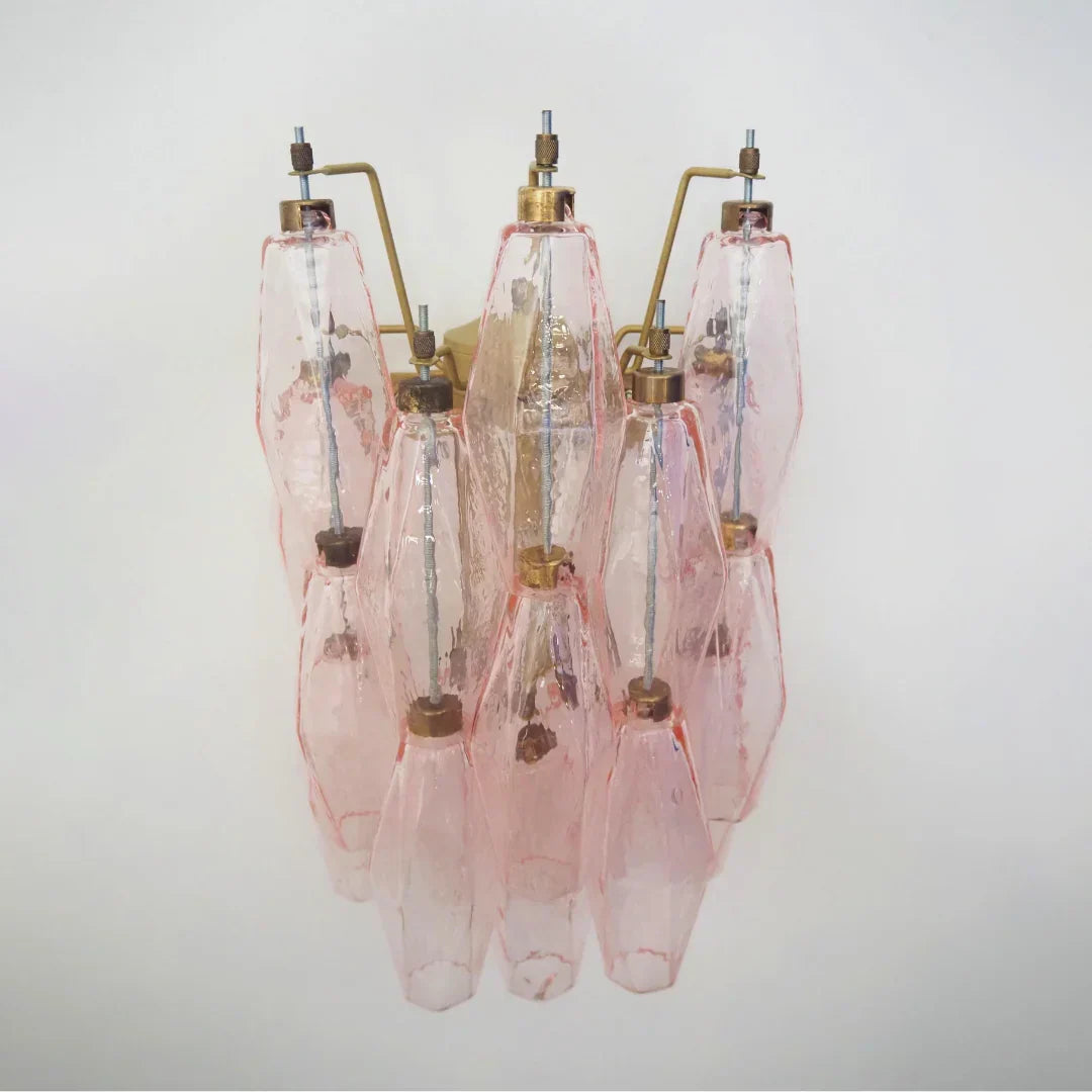 Murano Poliedri Pink Glass Wall Sconces