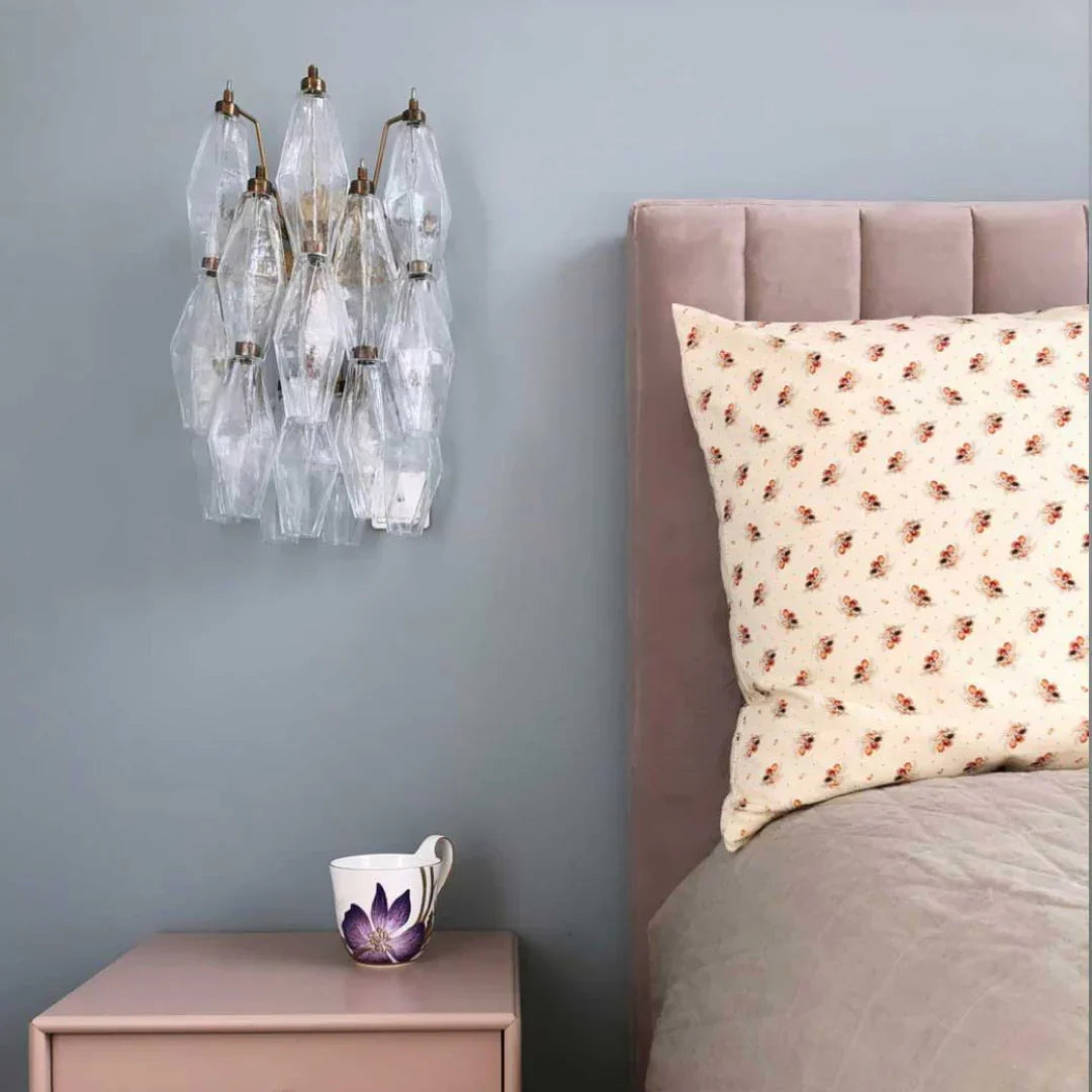 Murano Poliedri Transparent Glass Wall Sconces