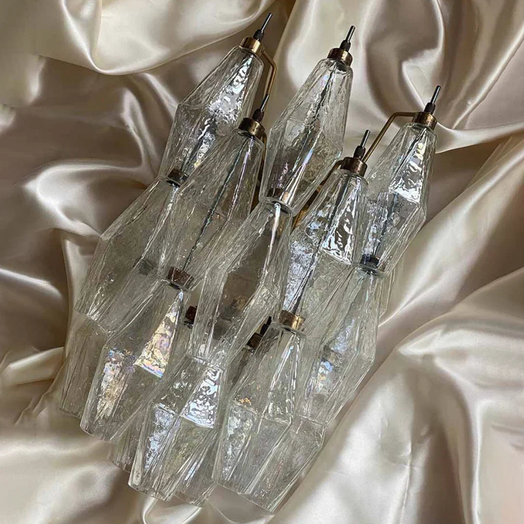 Murano Poliedri Transparent Glass Wall Sconces