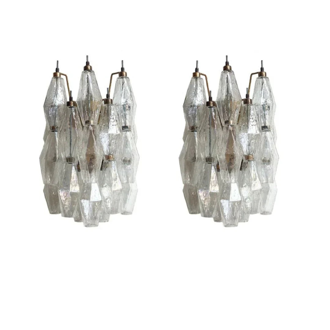 Murano Poliedri Transparent Glass Wall Sconces