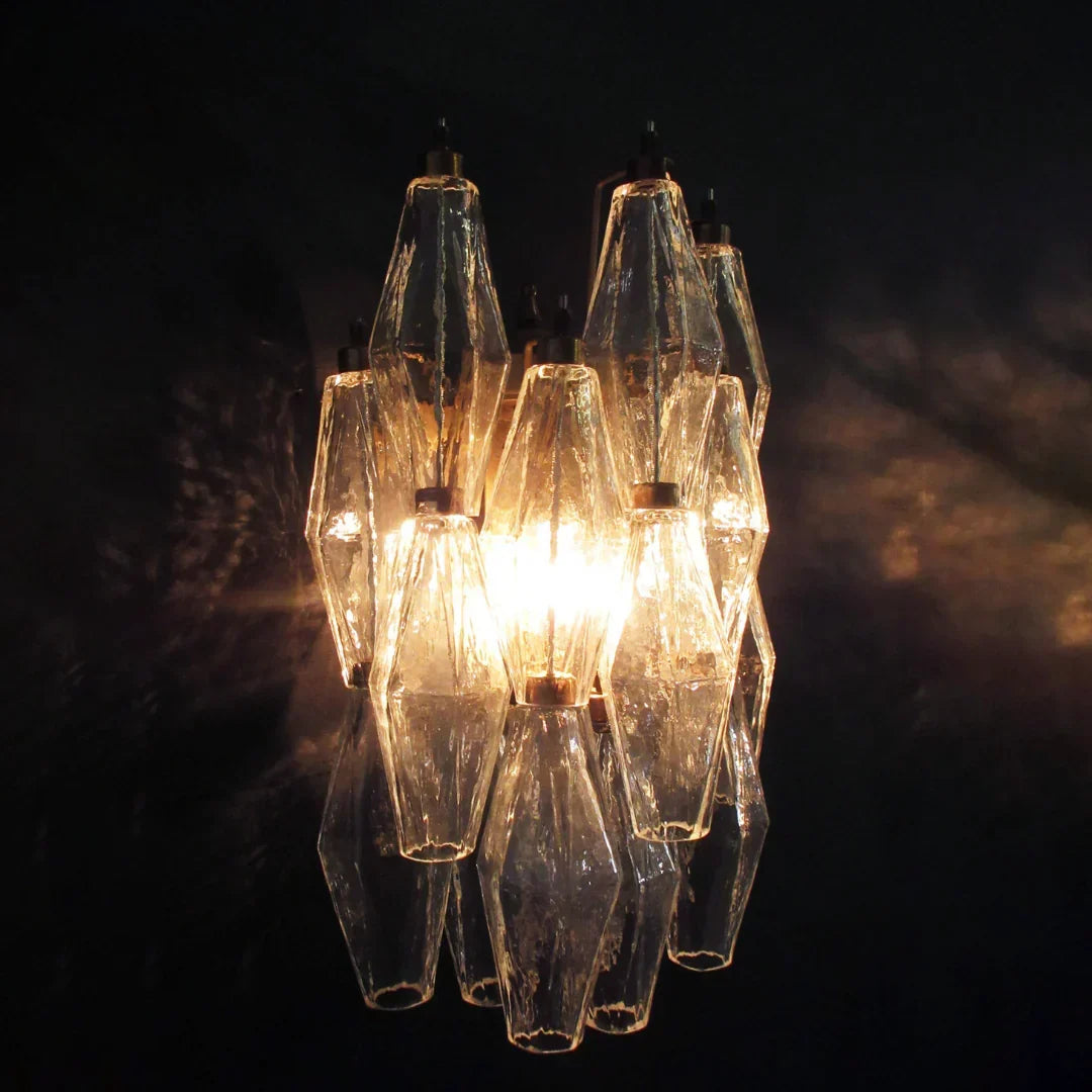 Murano Poliedri Transparent Glass Wall Sconces