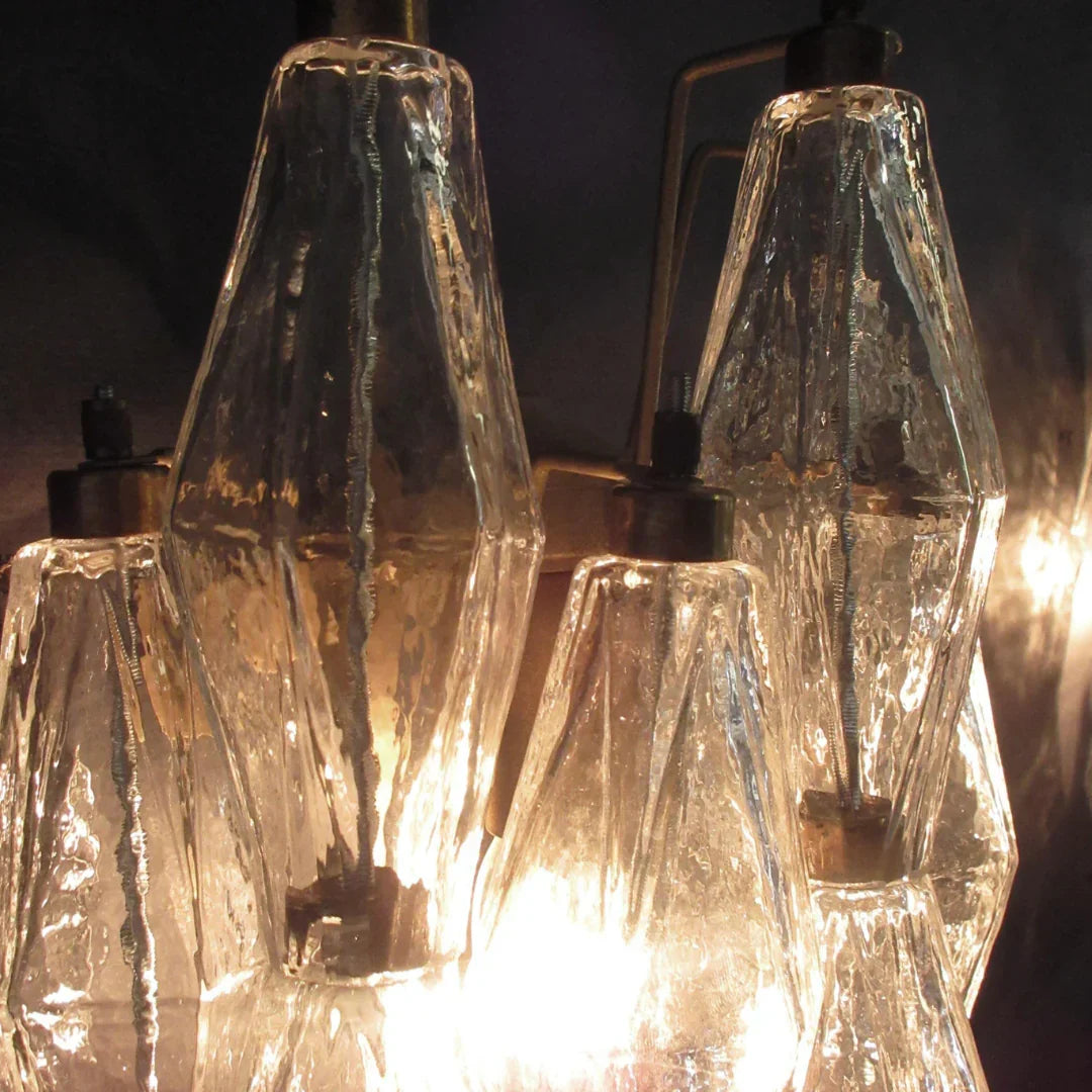Murano Poliedri Transparent Glass Wall Sconces