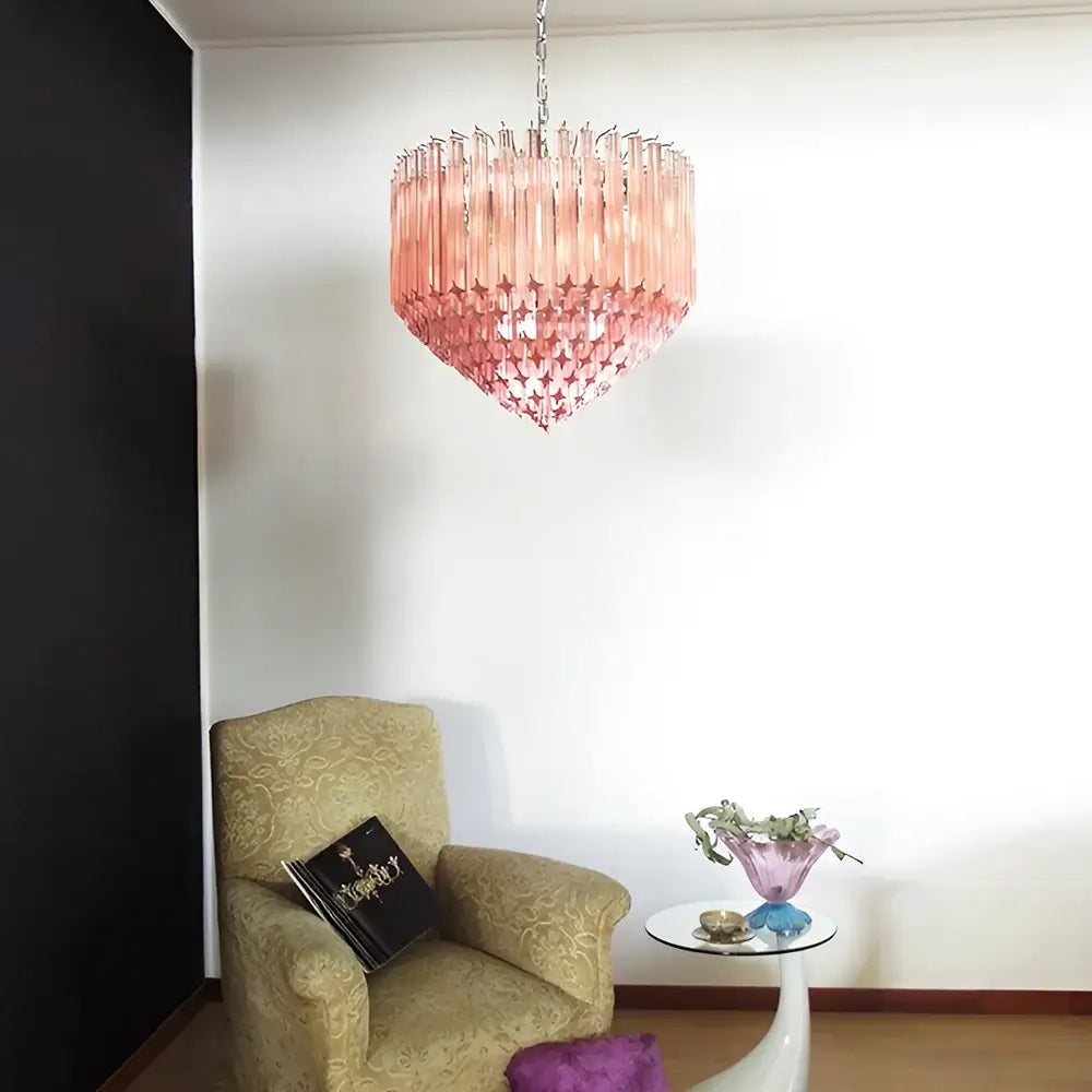 Murano Quadriedri Prisms Pink Chandelier - view 2