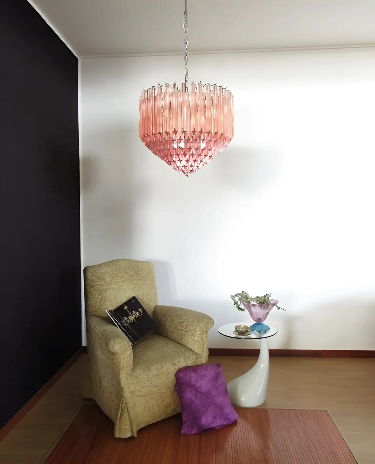Murano Quadriedri Prisms Pink Chandelier - view 4