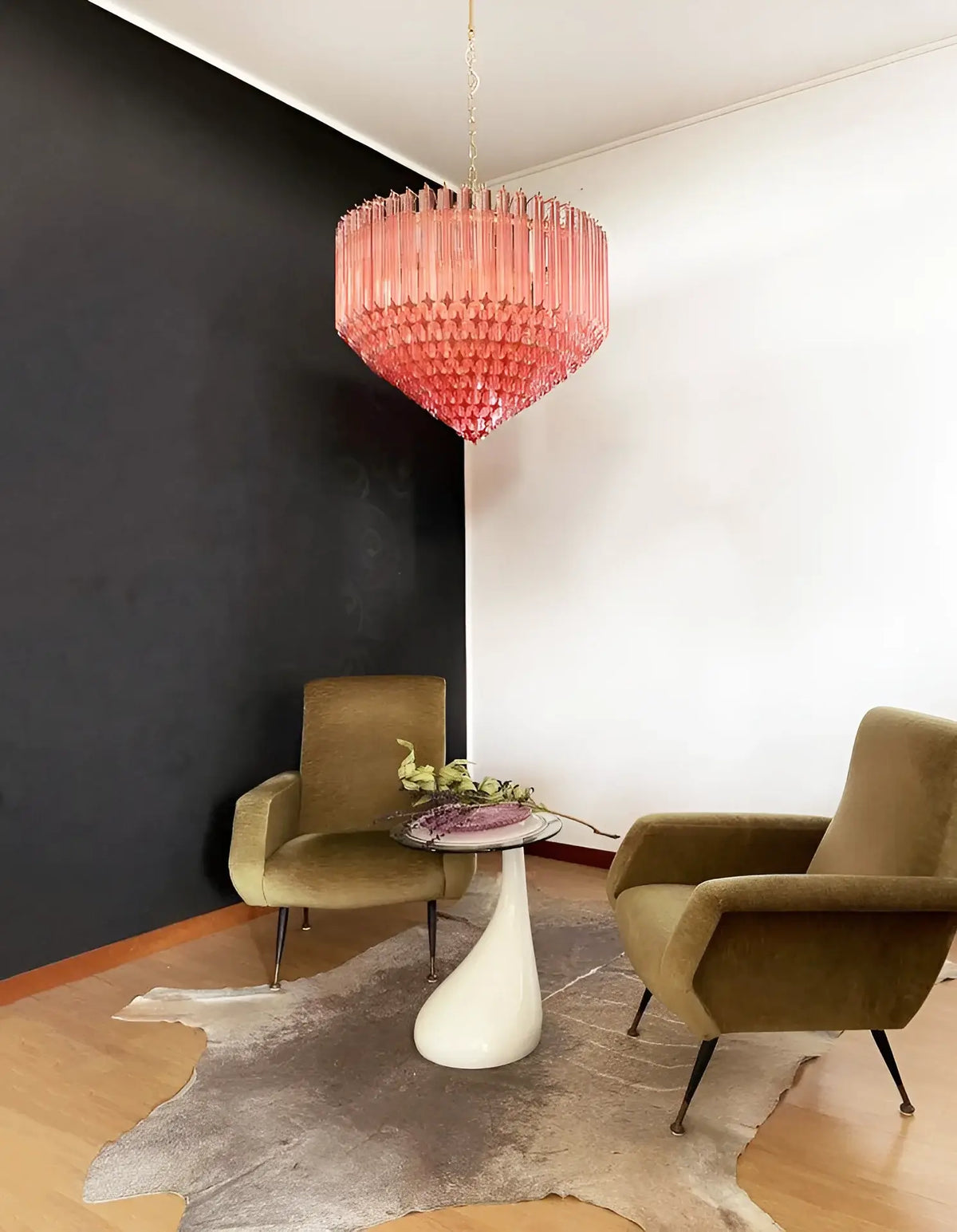 Murano Quadriedri Prisms Pink Chandelier - view 3