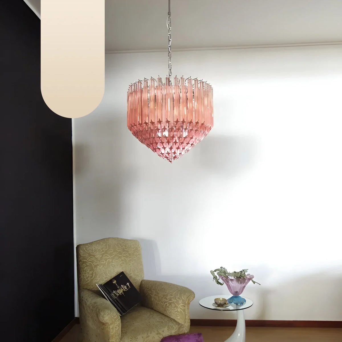 Murano Quadriedri Prisms Pink Chandelier - view 22