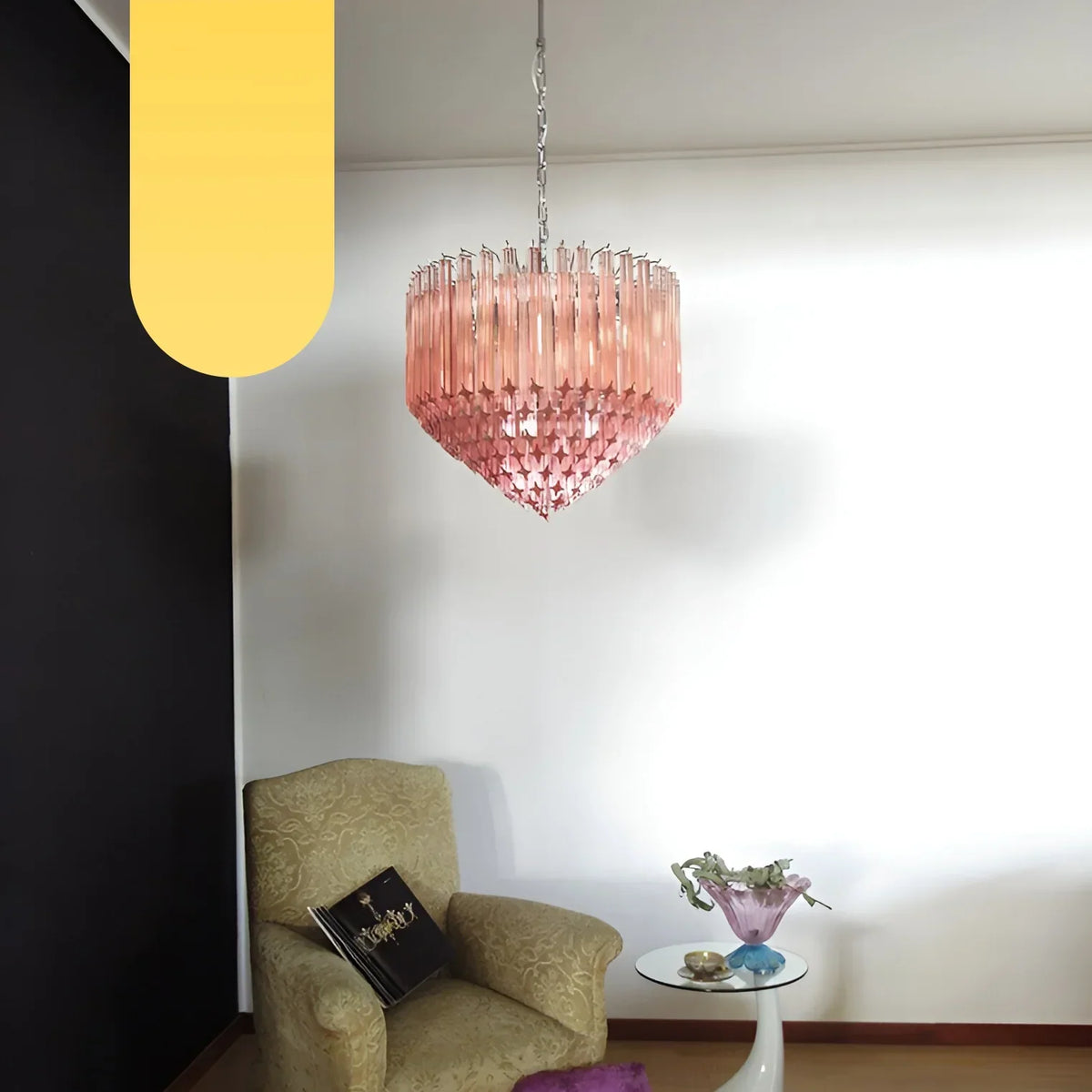 Murano Quadriedri Prisms Pink Chandelier - view 24