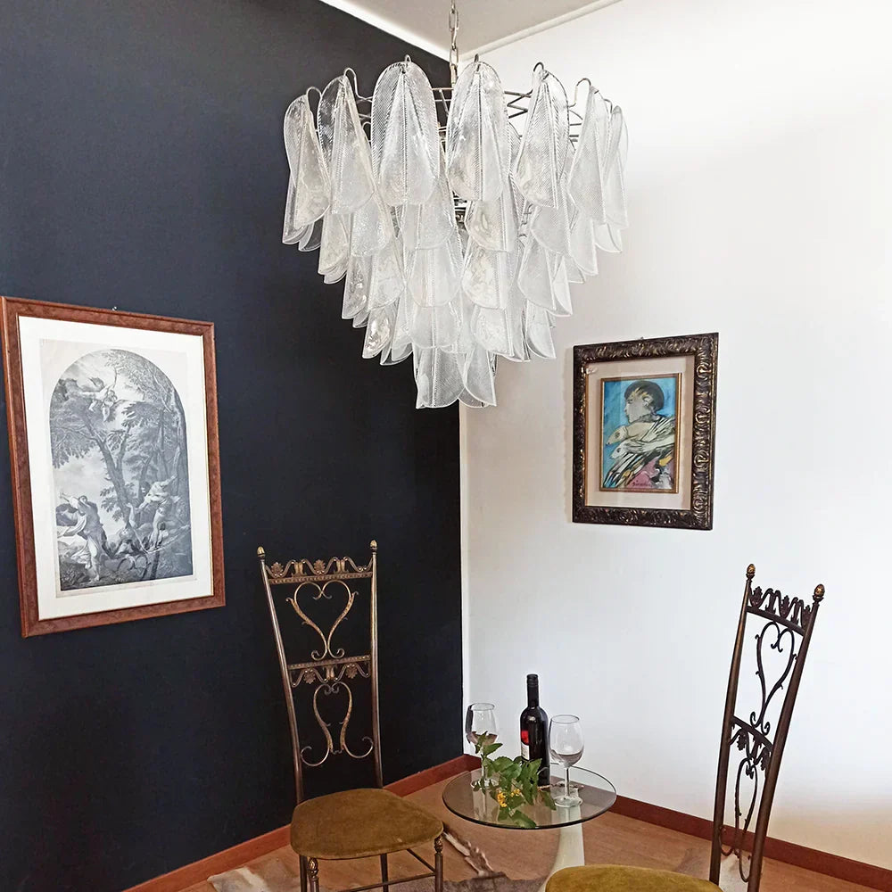 Murano Glass Leaves Transparent Chandelier - view 2