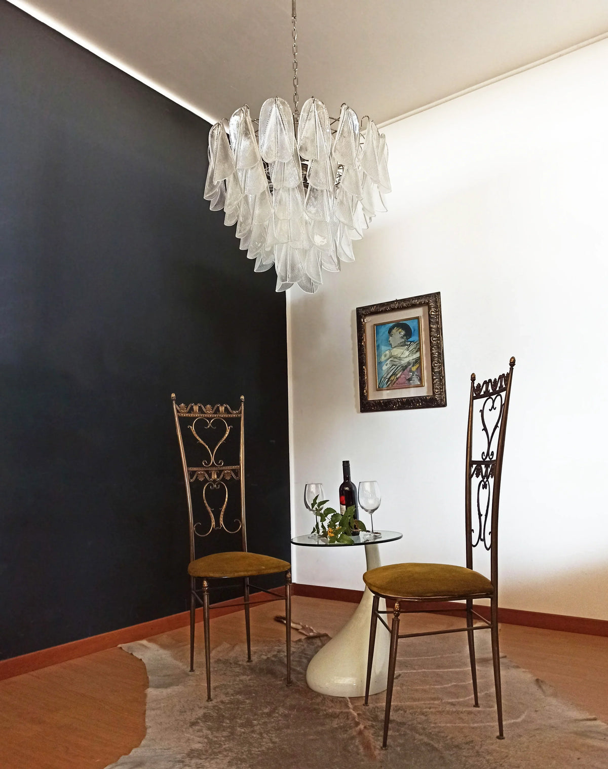 Murano Glass Leaves Transparent Chandelier - view 5