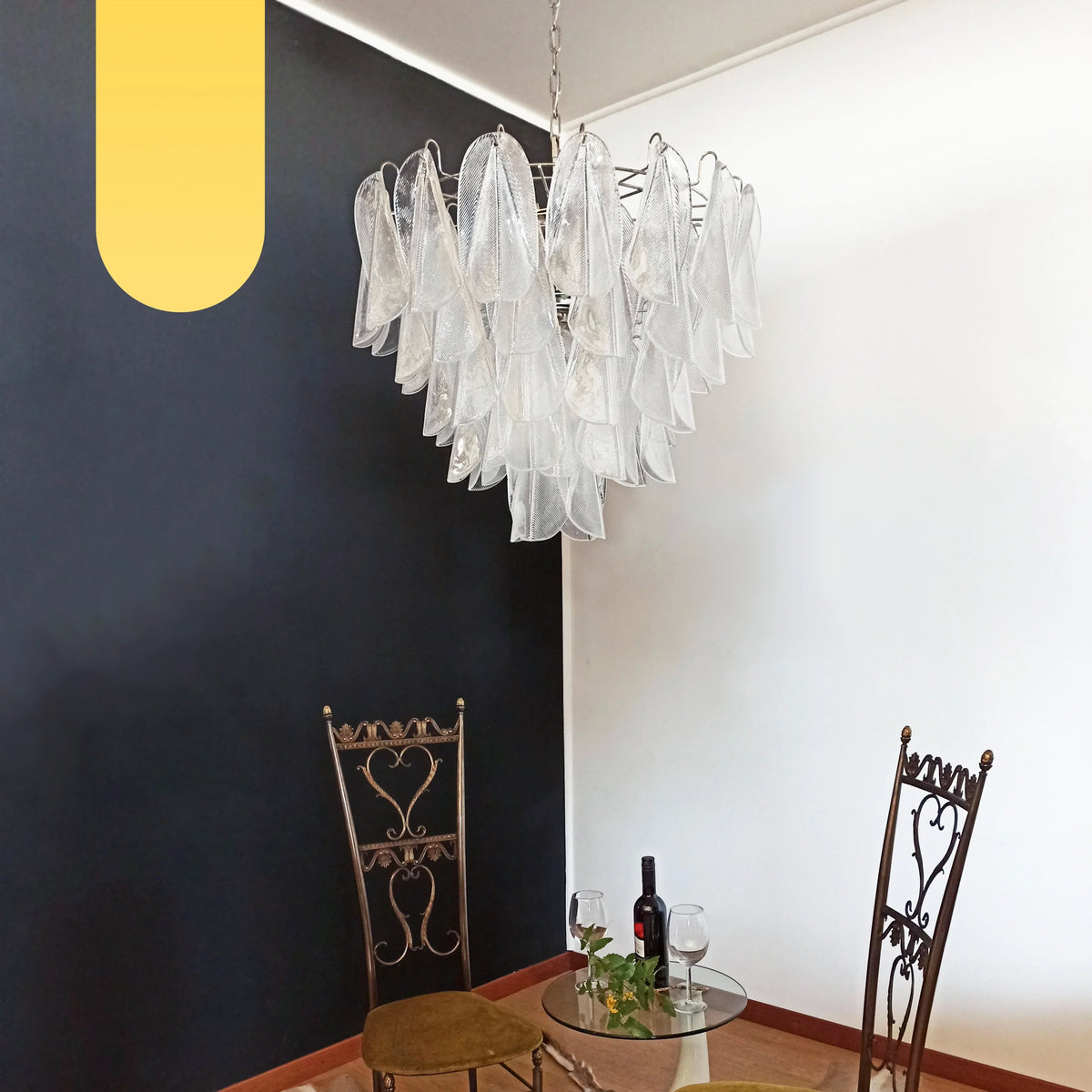 Murano Glass Leaves Transparent Chandelier - view 15