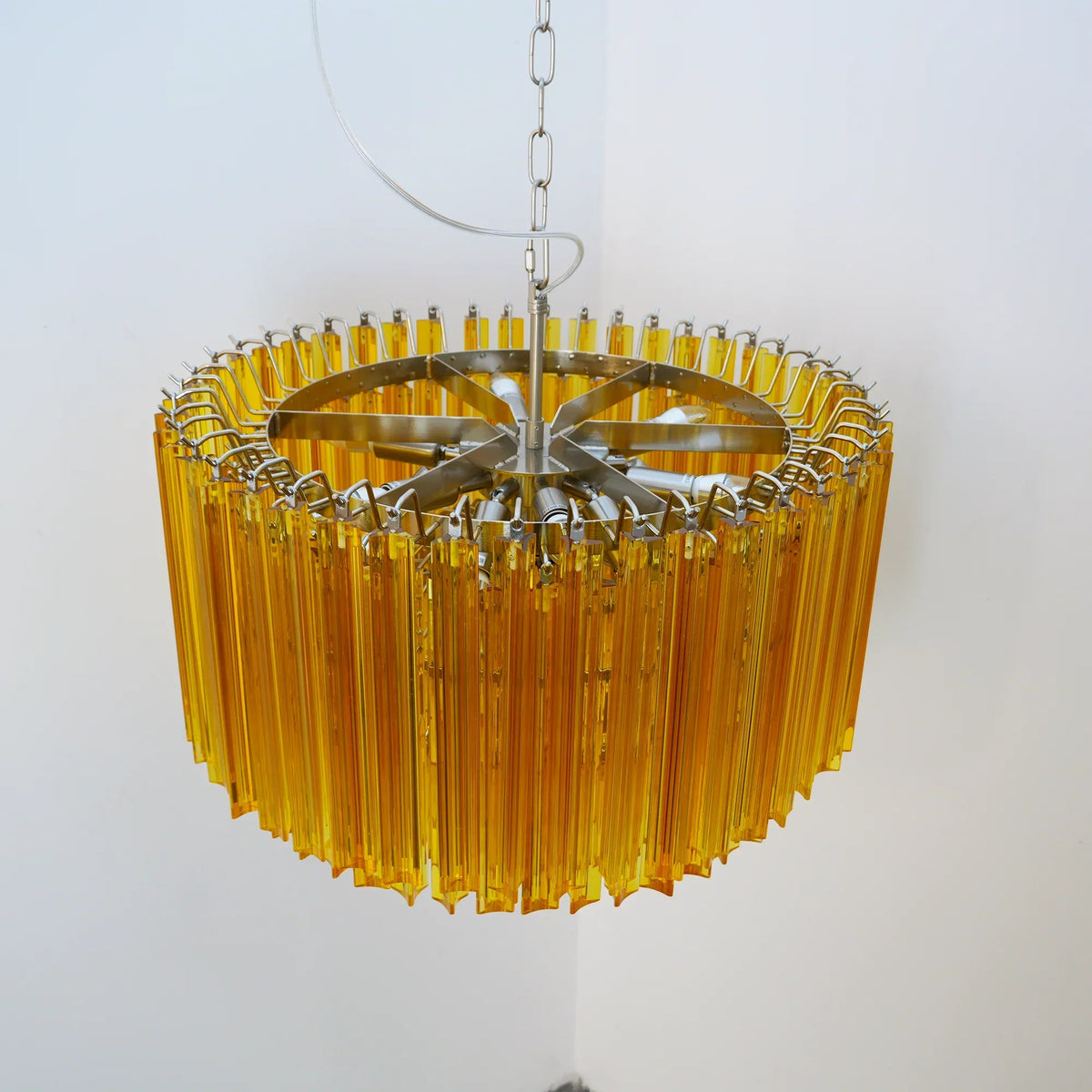 Murano Round Prisms Amber Chandelier