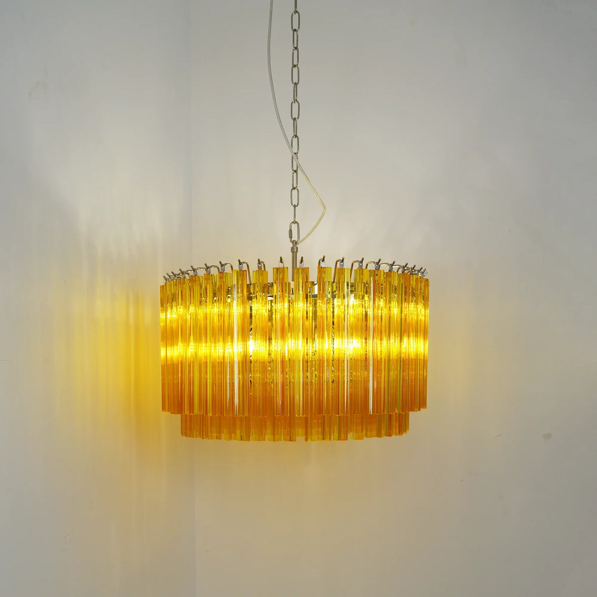 Murano Round Prisms Amber Chandelier