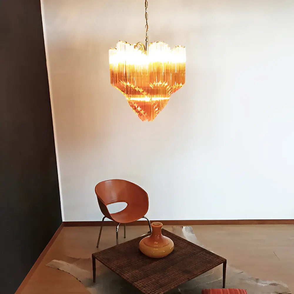 Murano Shaded Amber Prism Chandelier - view 2