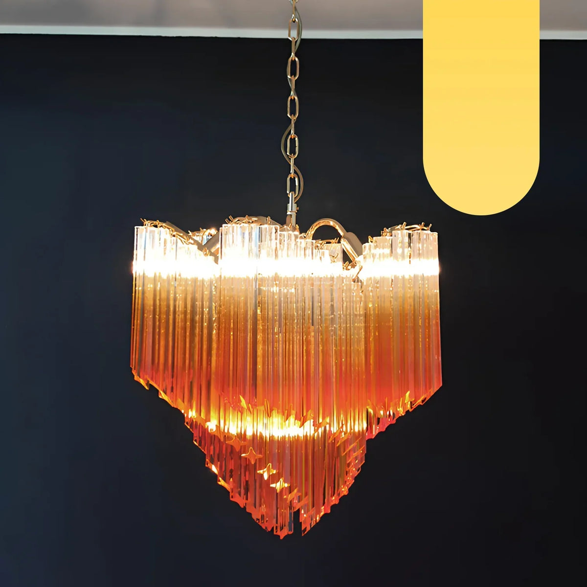 Murano Shaded Amber Prism Chandelier - view 19