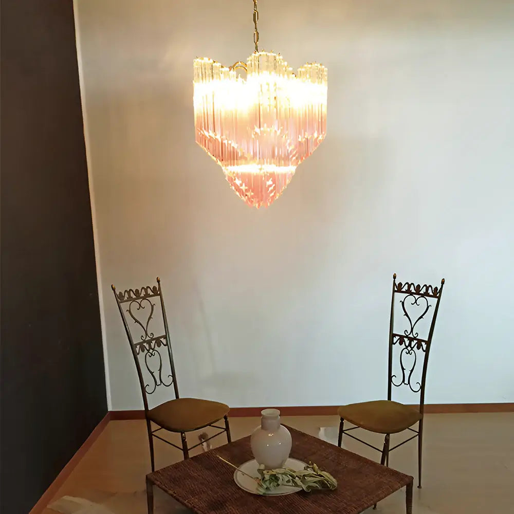 Murano Shaded Pink Prism Chandelier - view 2