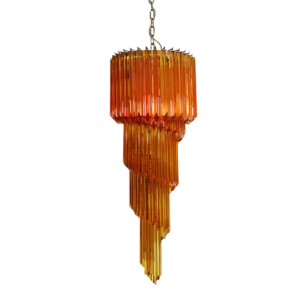 Murano Spiral Amber Prism Glass Chandelier - view 17
