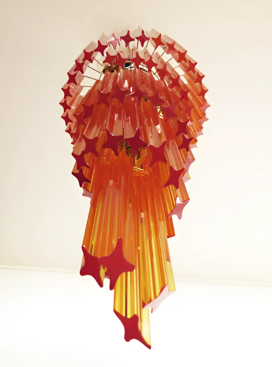 Murano Spiral Amber Prism Glass Chandelier - view 11