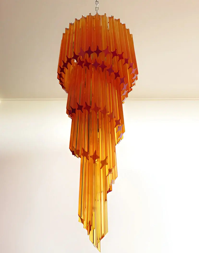 Murano Spiral Amber Prism Glass Chandelier - view 9