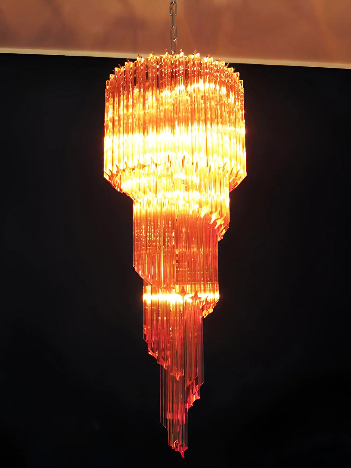 Murano Spiral Amber Prism Glass Chandelier - view 7