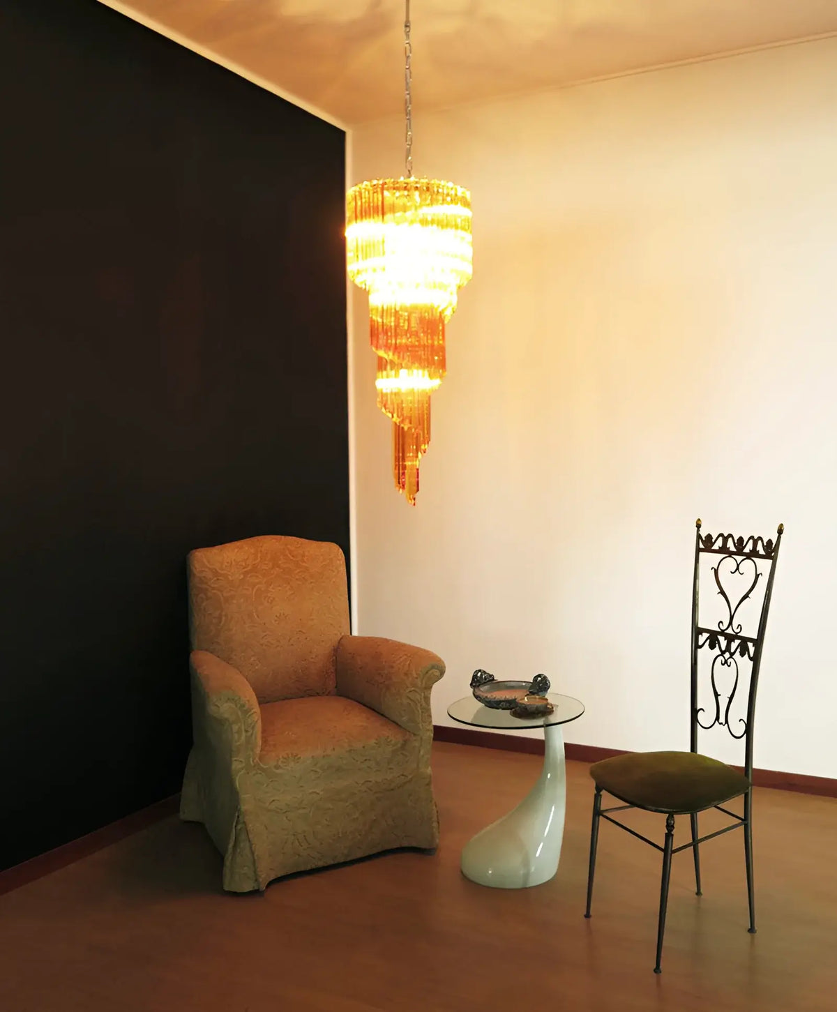 Murano Spiral Amber Prism Glass Chandelier - view 4