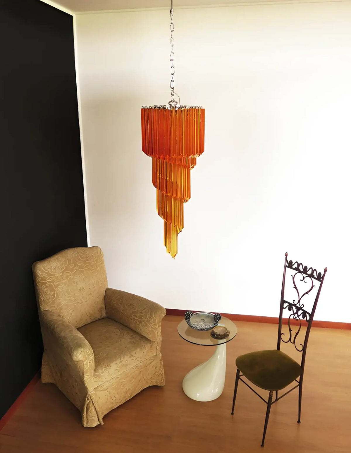 Murano Spiral Amber Prism Glass Chandelier - view 5