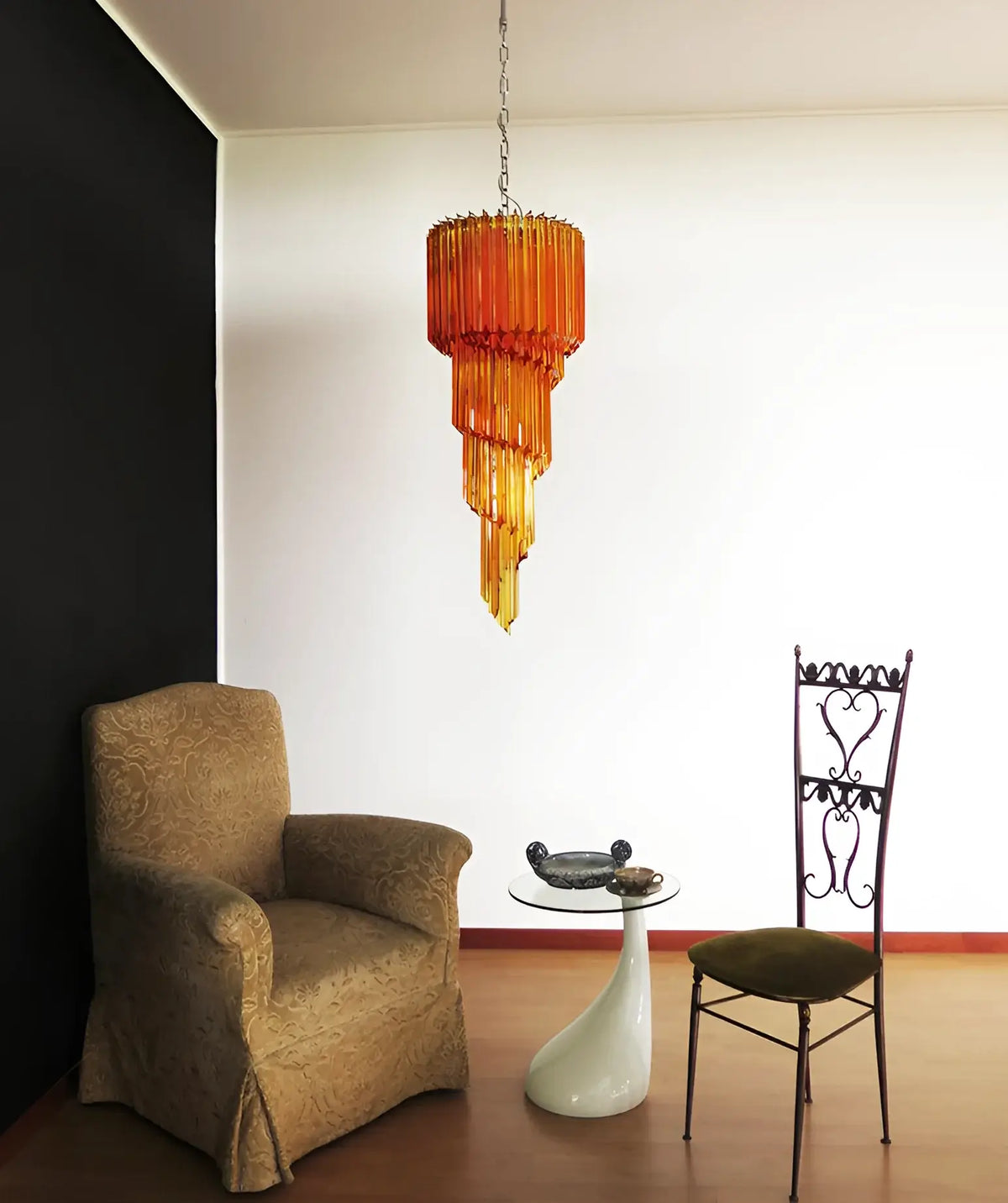 Murano Spiral Amber Prism Glass Chandelier - view 3