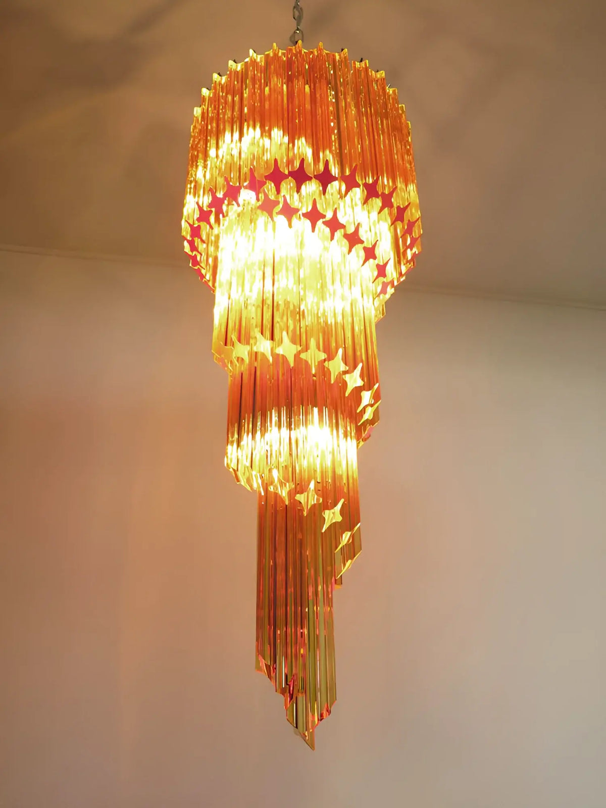 Murano Spiral Amber Prism Glass Chandelier - view 6