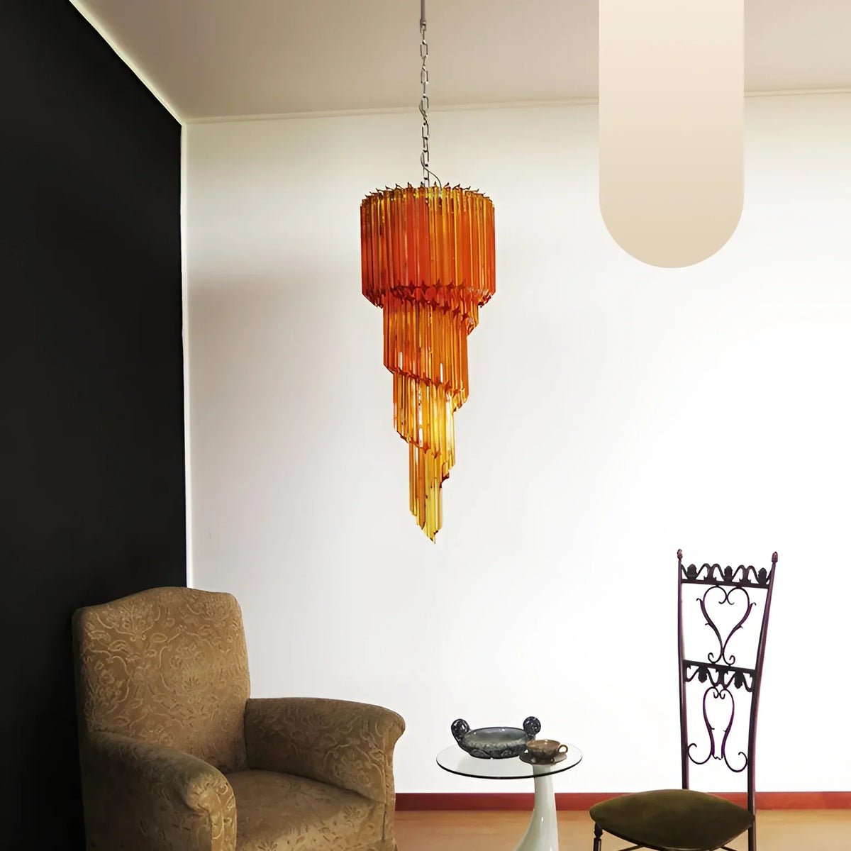 Murano Spiral Amber Prism Glass Chandelier - view 14