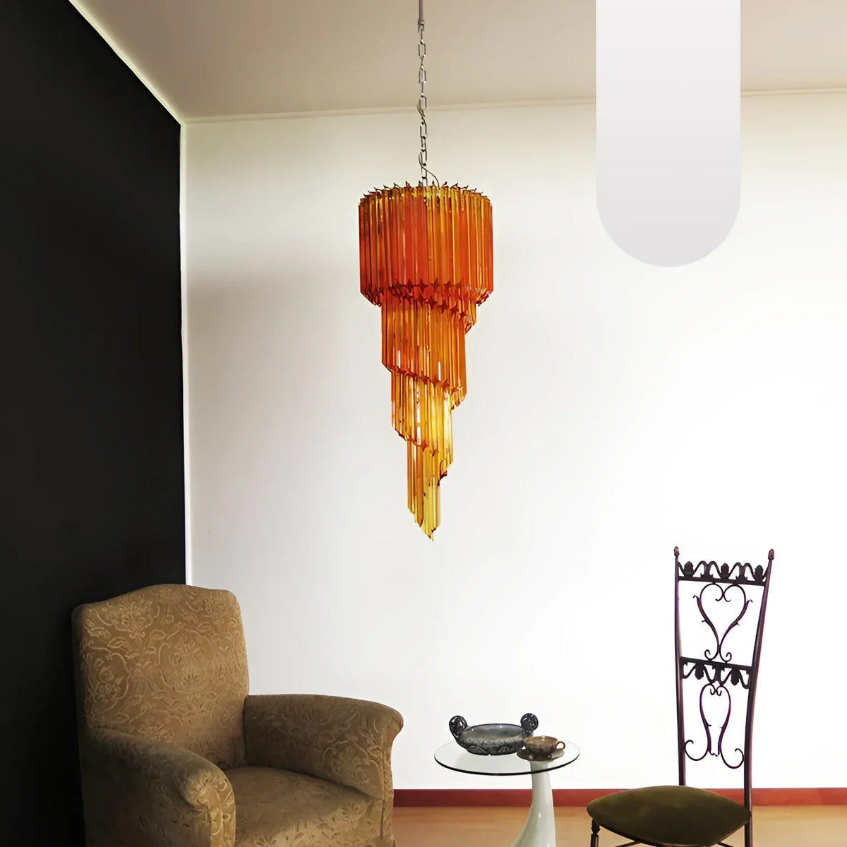 Murano Spiral Amber Prism Glass Chandelier - view 15