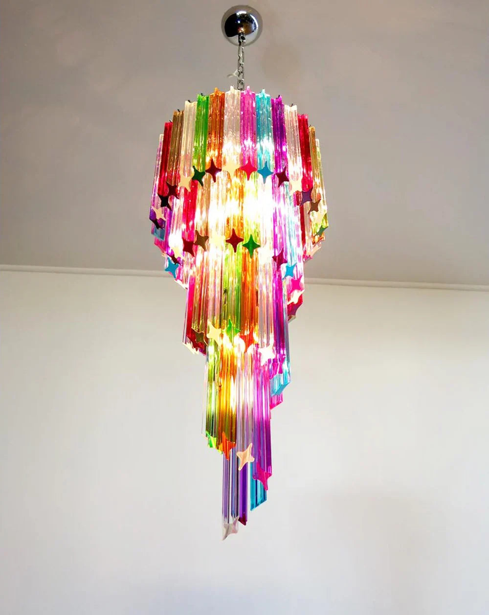 Murano Spiral Multicolor Prism Glass Chandelier
