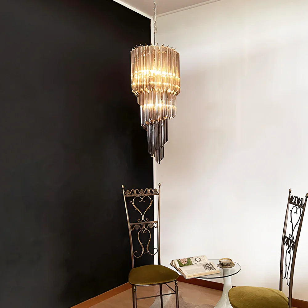 Murano Spiral Prisms Smoked Chandelier