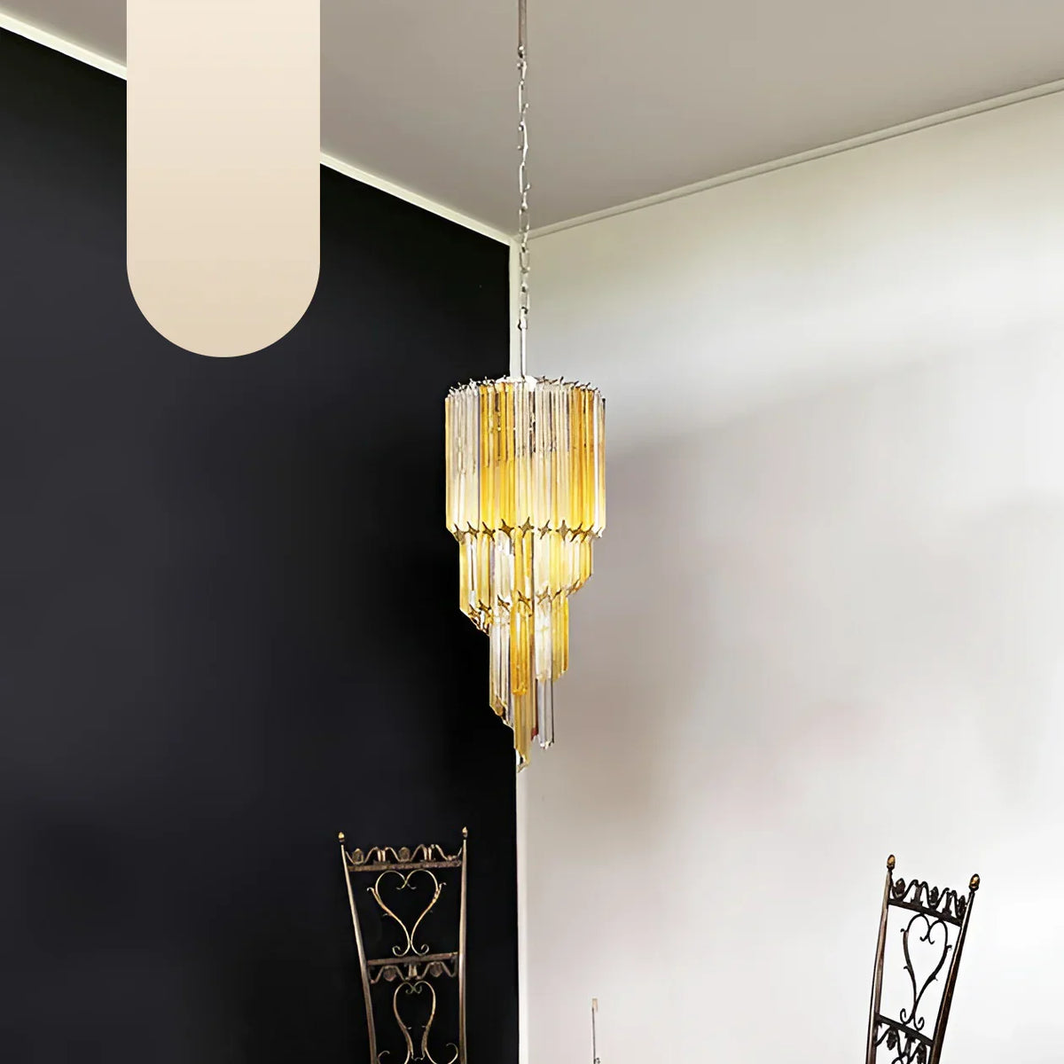 Murano Spiral Prisms Transparent Amber Chandelier