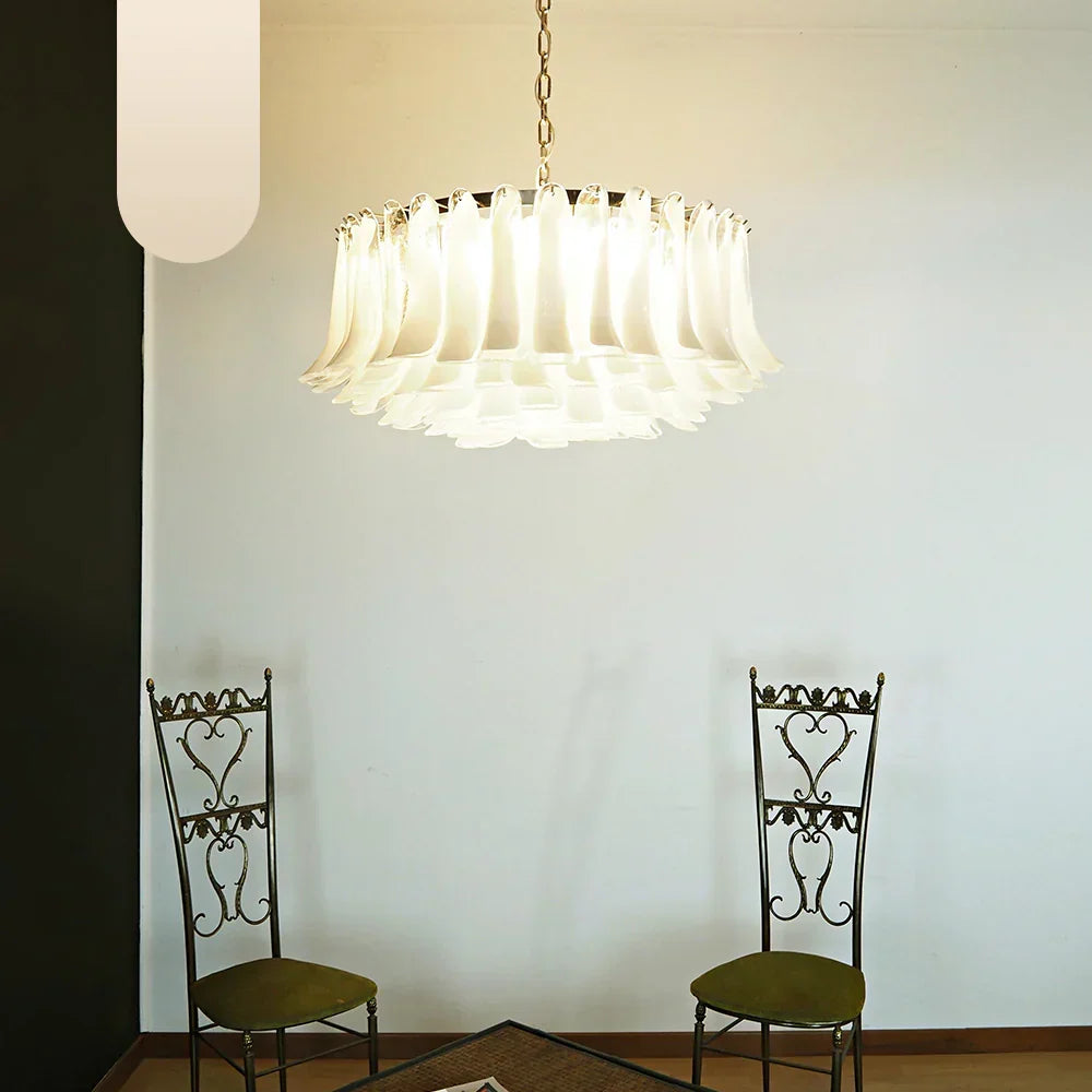 Murano Transparent Glass Petal Chandelier