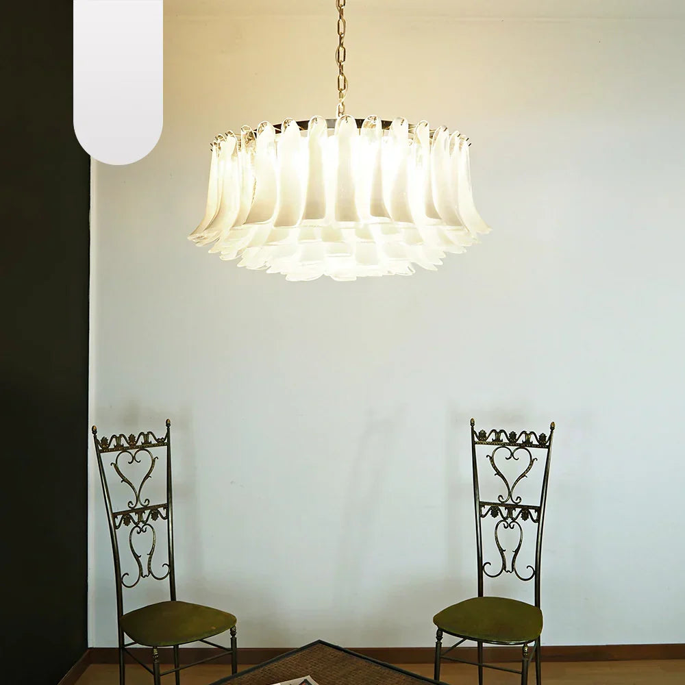 Murano Transparent Glass Petal Chandelier