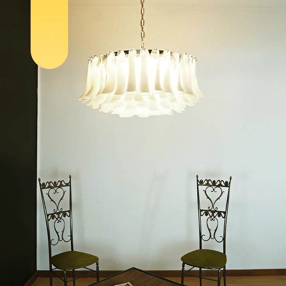 Murano Transparent Glass Petal Chandelier