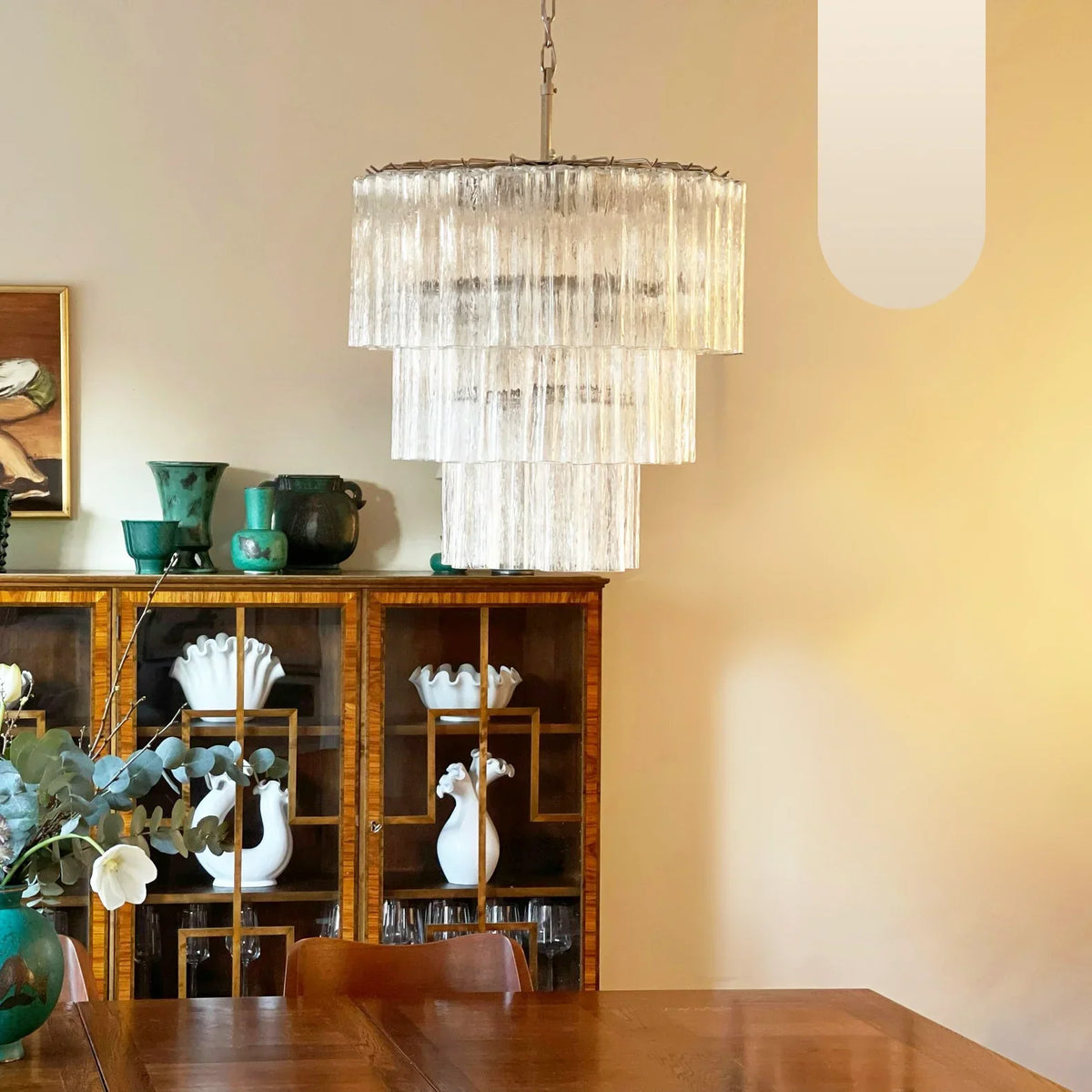 Murano Transparent Glass Tube Chandelier