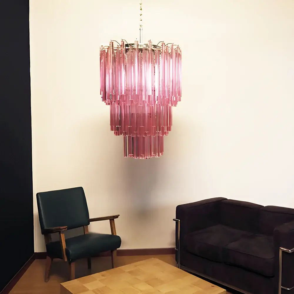 Murano Triedri Prisms Pink Chandelier - view 2