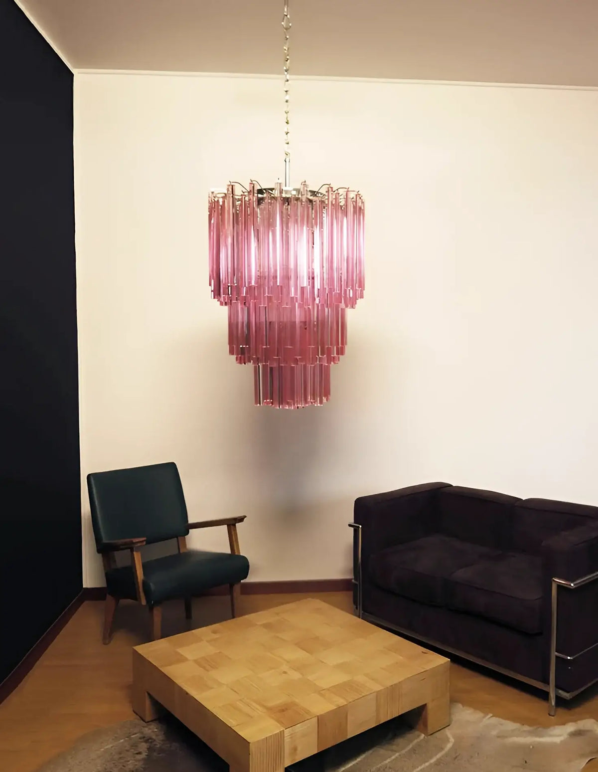 Murano Triedri Prisms Pink Chandelier - view 3