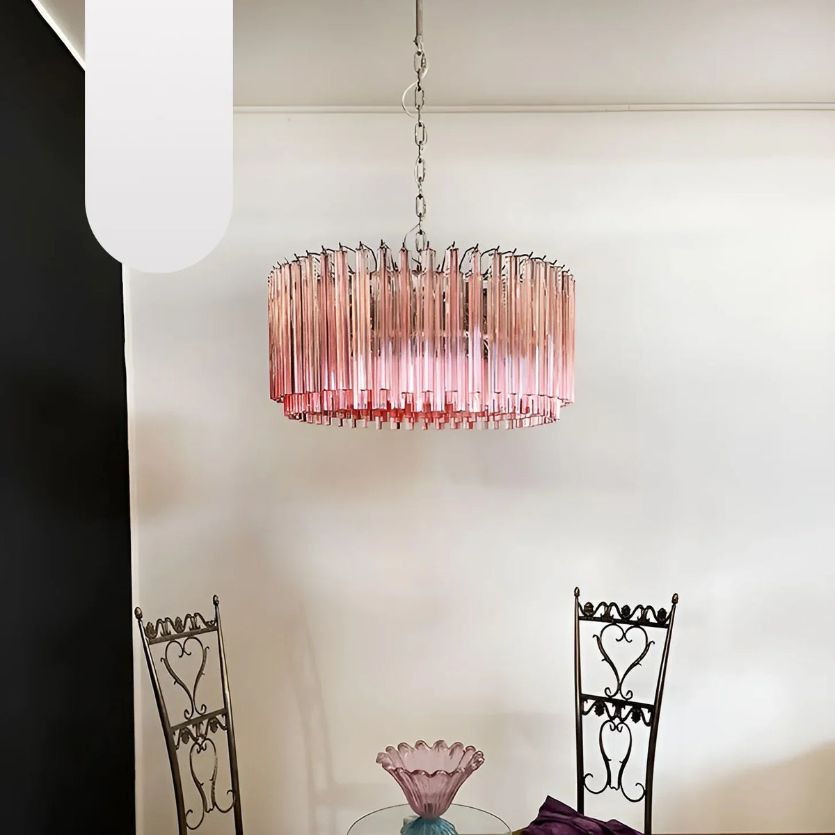 Murano Triedri Round Prisms Pink Chandelier