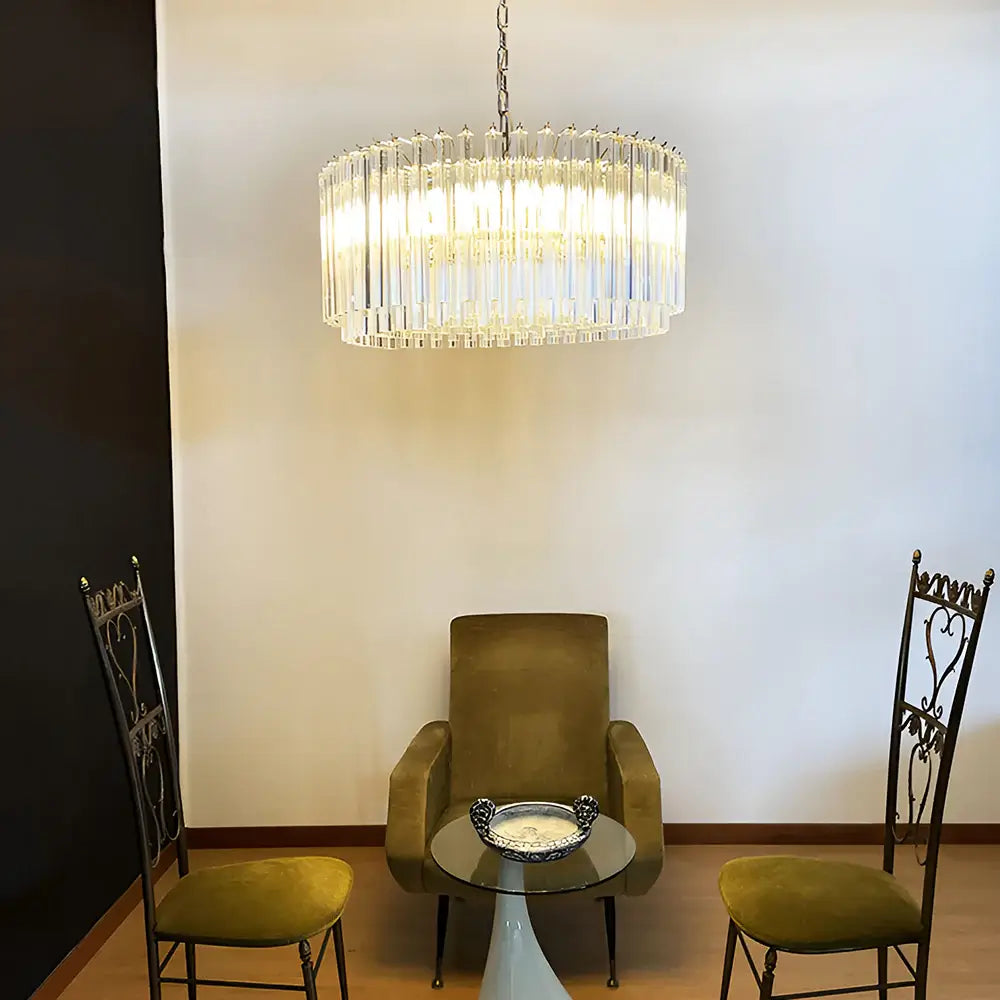 Murano Round Prisms Transparent Chandelier